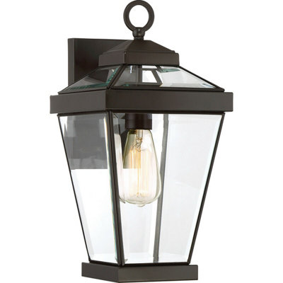 Stylish Outdoor Ip44 Wall Light Lantern In Western Bronze Finish With Led E27 Bulb from B&Q