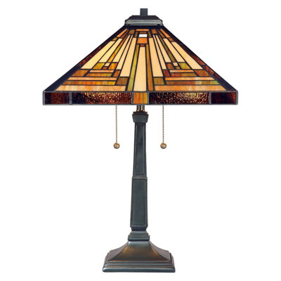 Elegant Handcrafted Tiffany Style Table Lamp With Dual Bulbs And Vintage Bronze Finish from B&Q
