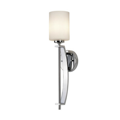 Stylish Ip44 Wall Light With Opal Glass Shade And Polished Chrome Finish from B&Q