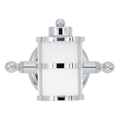 Stylish Ip44 Dimmable Wall Light With Opal Etched Glass And Polished Chrome Finish from B&Q