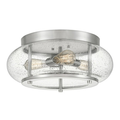Elegant 1 Bulb Flush Light For Low Ceilings In Brushed Nickel Finish from B&Q
