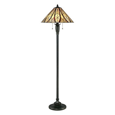 Elegant Tiffany Style Floor Lamp With Coloured Shade And Bronze Finish from B&Q