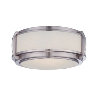 Modern 3 Bulb Brushed Nickel Flush Light For Low Ceilings from B&Q