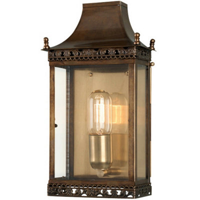 Stylish Outdoor Ip44 Wall Light In Aged Brass Finish With Led E27 Bulb from B&Q