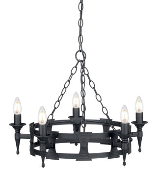 Elegant 5 Bulb Black Led Chandelier Pendant Light For Stunning Interiors from B&Q