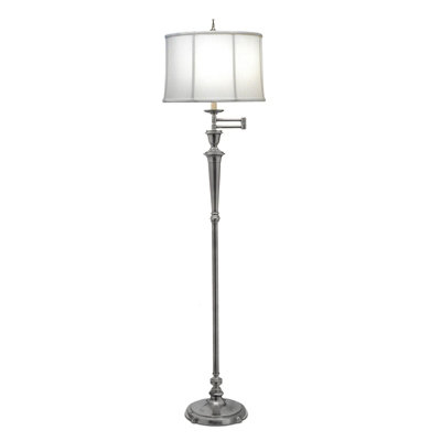 Stylish Multi-Directional Floor Lamp With Antique Nickel Finish And Off-White Shade from B&Q