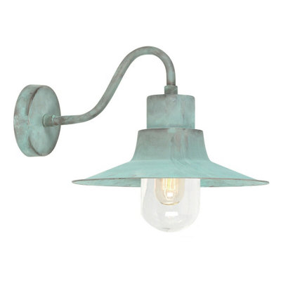  - Elegant Outdoor Ip44 Wall Light Lantern With Led E27 BulbVerdigris Finish