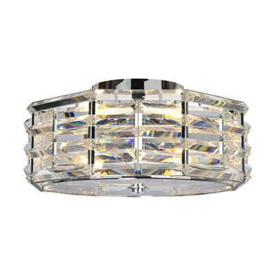 Modern 4 Bulb Flush Light For Low CeilingsPolished Nickel Finish With Led E27 60W Bulbs from B&Q