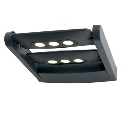 Stylish Outdoor Ip65 Graphite Led Wall Light With 6 Bulbs18W Sconce from B&Q