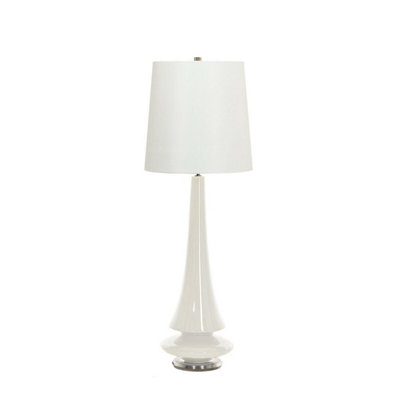 Elegant Polar White Table Lamp With Faux Silk Shade And Led Bulb from B&Q