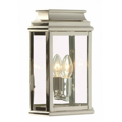  - Stylish Outdoor Ip44 Wall Light In Highly Polished Nickel Finish With Led E27 Socket