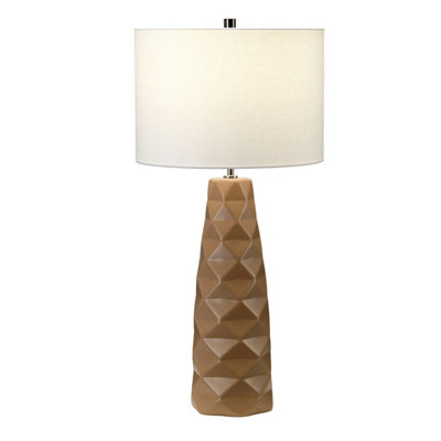 Vintage Caramel Geometric Table Lamp With Cream Shade And Led Bulb from B&Q