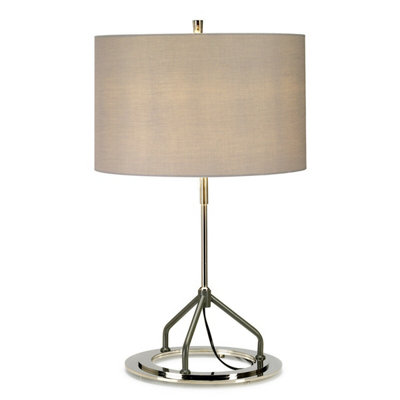 Elegant Grey Shade Table Lamp With Polished Nickel Finish And Led Bulb from B&Q