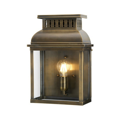 Stylish Outdoor Ip44 Wall Light In Aged Brass With Led E27 Bulb from B&Q
