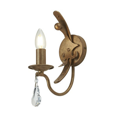 Elegant Handcrafted Gold Patina Wall Ceiling Light Chandelier With Led E14 Bulb from B&Q