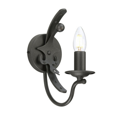  - Modern Black Steel Wall Light Sconce With Graphite Finish For E14 Bulb