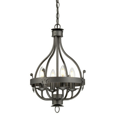 Elegant 4 Bulb Graphite Chandelier Pendant Light For Modern Interiors from B&Q