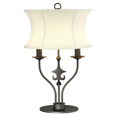 Elegant White Shade Table Lamp With Black Steel Base And Graphite Finish from B&Q