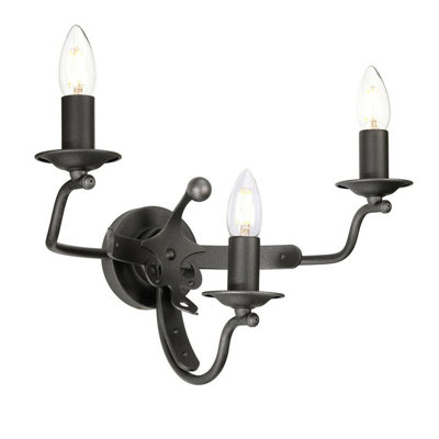 Elegant 3-Bulb Graphite Wall Light Sconce With Led E14 Bulbs from B&Q