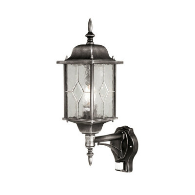 Stylish Ip43 Outdoor Wall Light Sconce In Black And Silver With Led E27 Socket from B&Q