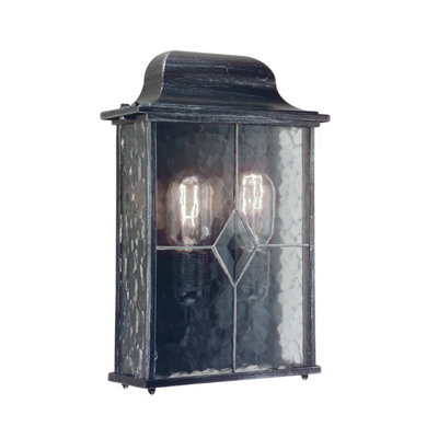 Weatherproof Ip43 2-Bulb Lantern With Leaded Glass And Led E27 60W from B&Q
