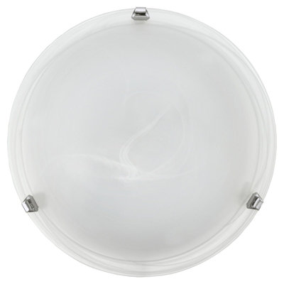 Elegant Wall Flush Ceiling Light With Chrome Shade And Alabaster Glass For E27 Bulbs from B&Q