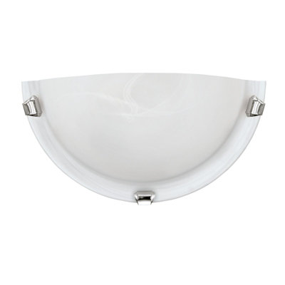 Stylish Chrome-Plated Wall Light With White Alabaster Shade from B&Q