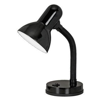  - Adjustable Black Steel Table Lamp With E27 Bulb Socket And Rocker Switch
