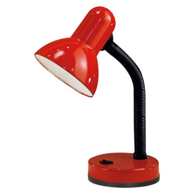 Flexible Red Steel Table Lamp With E27 Bulb Socket And Rocker Switch from B&Q