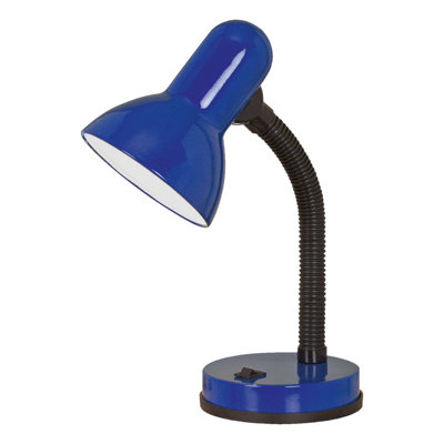 Adjustable Blue Steel Table Desk Lamp With Flexible Arm And Rocker Switch from B&Q