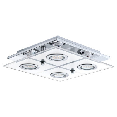 Elegant Flush Ceiling Light With Chrome Finish And Satin Glass Shade from B&Q