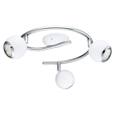 Elegant Flush 3 Spot Ceiling Light With White Chrome Finish And Gu10 Bulbs