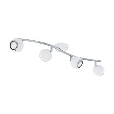Elegant Flush 4 Spots Ceiling Light In White Chrome With Gu10 Bulbs