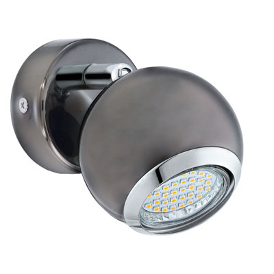 Stylish Round Wall Spot Light In Nickel Chrome With Gu10 Led Bulb from B&Q