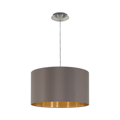 Elegant Satin Nickel Pendant Ceiling Light With Cappuccino Gold Shade from B&Q