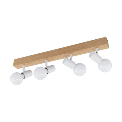  - Elegant 4 Spot Wall Flush Ceiling Light In Brown And White With E27 Bulbs