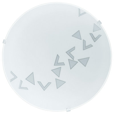 Elegant Wall Flush Ceiling Light With Triangle Satin Glass Shade from B&Q
