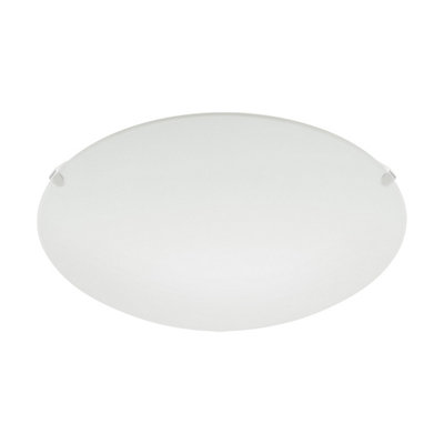 Elegant White Flush Mount Ceiling Light With Satin Glass Shade from B&Q