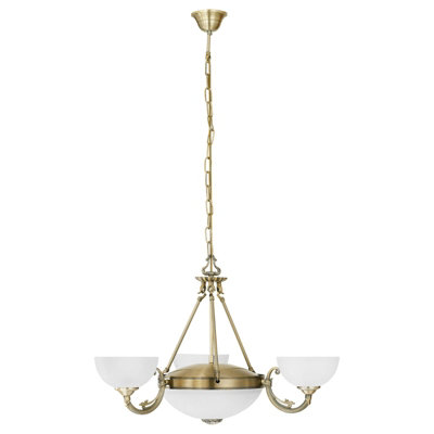 Elegant Bronzed Pendant Ceiling Light With Satin Glass Shade And E14/e27 Bulbs from B&Q