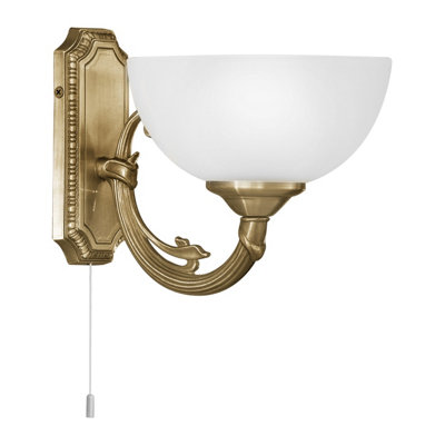 B&Q Elegant Bronzed Wall With Satin Glass Shade - E14 Bulb Light