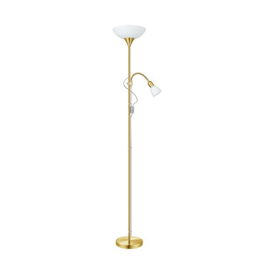  - Elegant Brass Floor Lamp With Adjustable Reading Light And White Shade