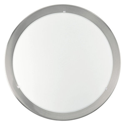  - Satin Nickel Wall Flush Ceiling Light With White Clear Glass Shade E27 60W
