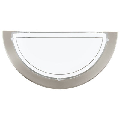  - Satin Nickel Wall Light With White Glass ShadeE27 Bulb60W Max