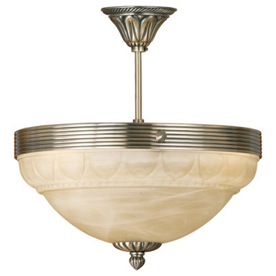 Elegant Flush Ceiling Light With Bronze Finish And Champagne Glass Shade from B&Q