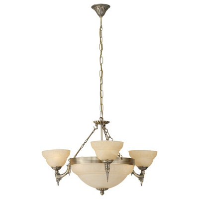 Stylish Pendant Ceiling Light With Bronzed Finish And Champagne Alabaster Shade from B&Q