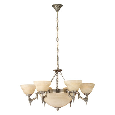 Elegant Bronzed Pendant Ceiling Light With Champagne Alabaster Shade from B&Q