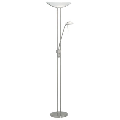 Elegant Satin Nickel Floor Lamp With White Glass Shade from B&Q