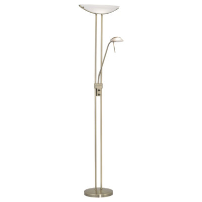 Elegant Floor Lamp With Bronzed Finish And Satin Glass Shade