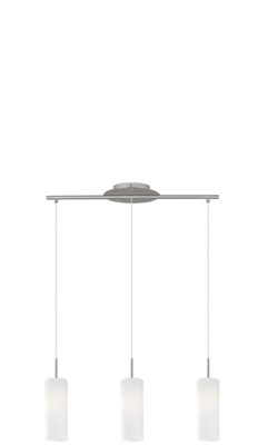 Elegant Satin Nickel Pendant Ceiling Light With White Glass Shade from B&Q
