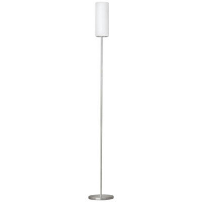 Elegant Satin Nickel Floor Lamp With White Glass ShadeE27 Bulb Compatible from B&Q